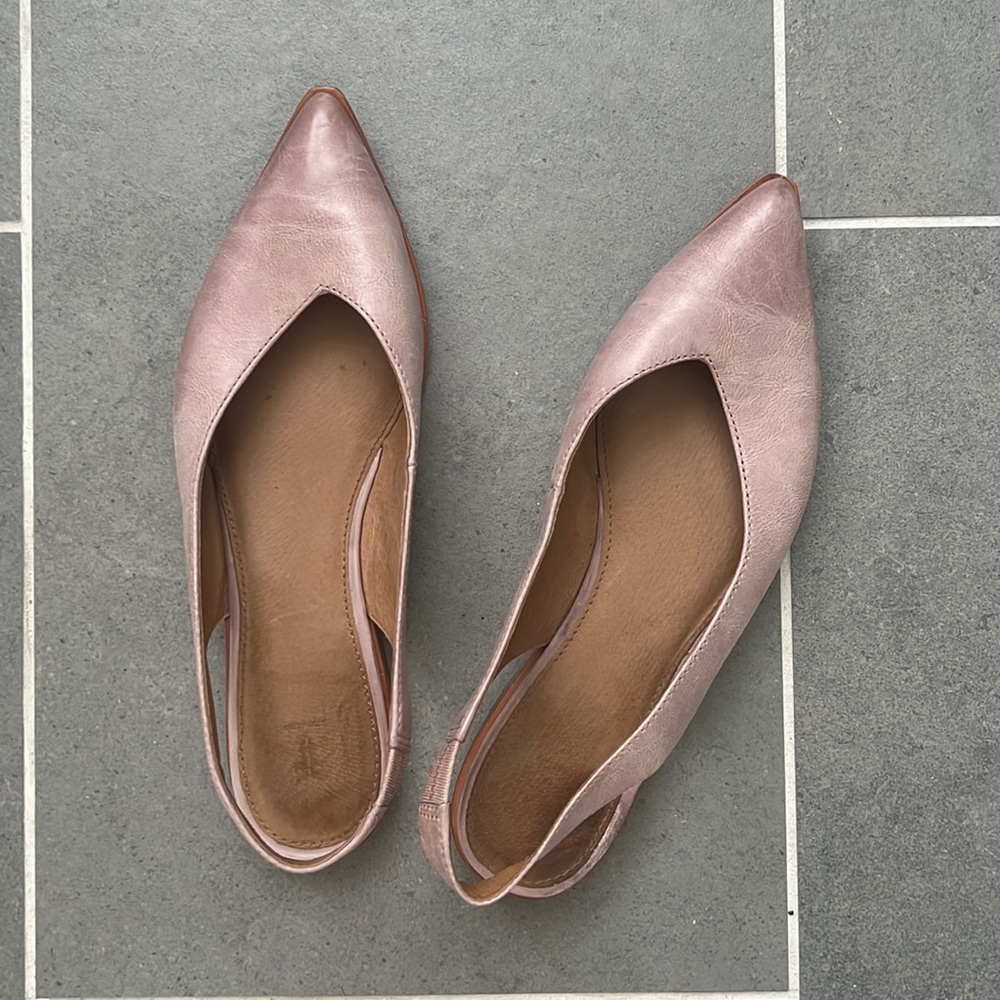 Frye Leather Slingback Sandals Lilac Flats
